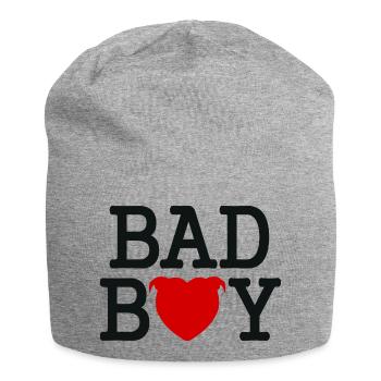 Bad boy head heart staffie - 045 - Jersey Beanie - heather grey - Front