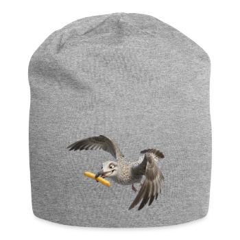 Möwe mit Pommes frites - Jersey-Beanie - Grau meliert - Vorne