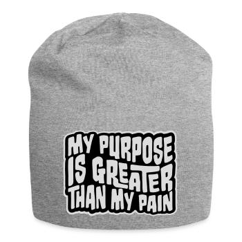 My Purpose Is Greater Than My Pain Meaning Quote Logo - Jersey Beanie - heather grey - Front