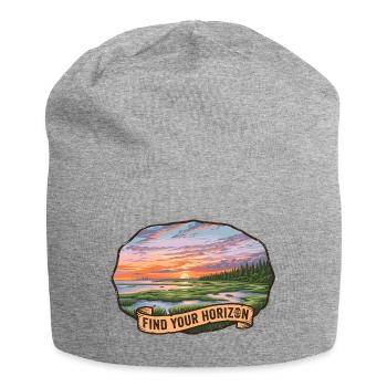 Picturesque landscape with sunset and ribbon - Jersey Beanie - heather grey - Front