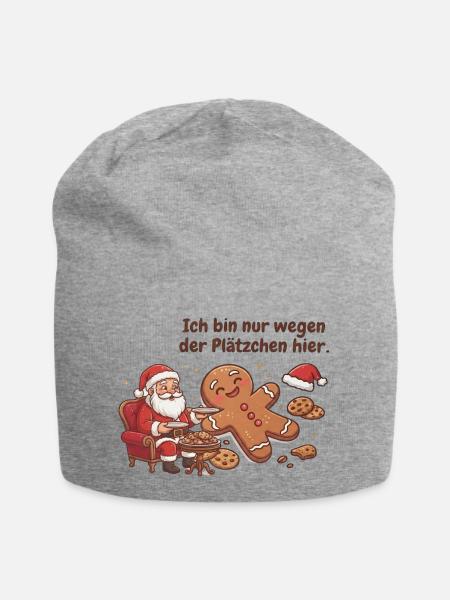 Weihnachtsplätzchen mit Santa - Jersey-Beanie - Grau meliert