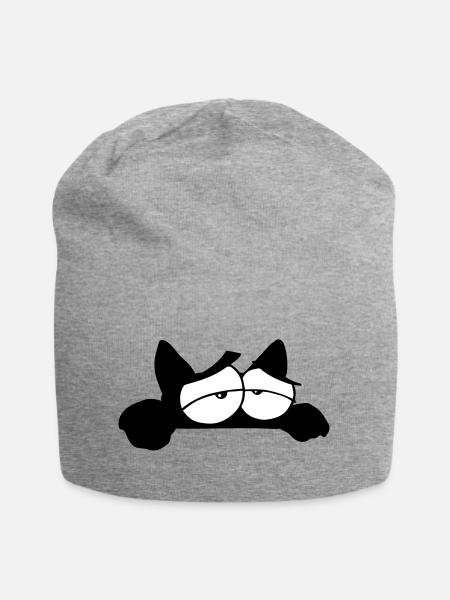 Black Cat 11 Katze - Jersey-Beanie - Grau meliert