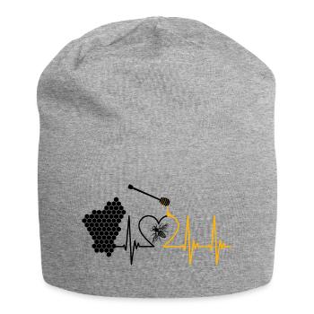 Biene, Honig, Puls, Honigbiene, Imker, Bienenwabe - Jersey-Beanie - Grau meliert - Vorne