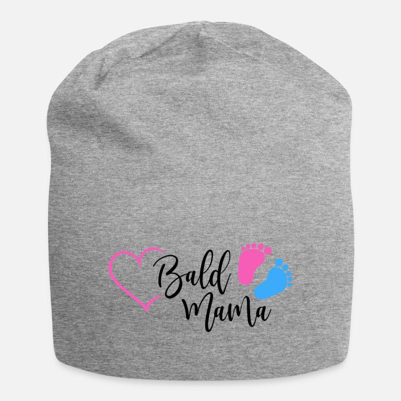 Bald Mama Baby Schwangerschaft Geburt Herz Mutter - Jersey-Beanie - Grau meliert