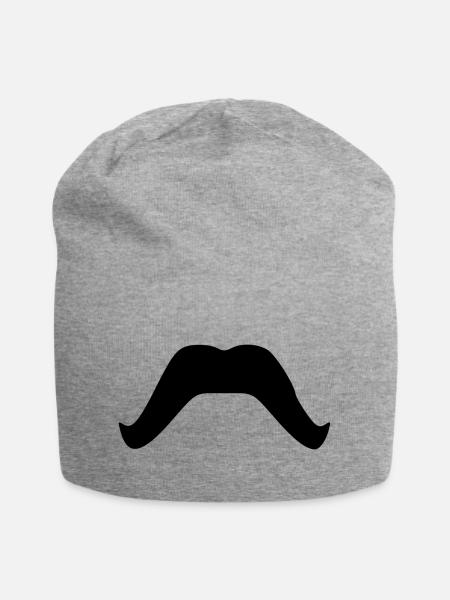 Schnurrbart. Bart. Schnauzbart - Jersey-Beanie - Grau meliert