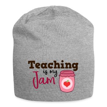 Teaching is my Jam Gift Teacher School - Jersey Beanie - heather grey - Front