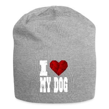 i love my dog - Jersey Beanie - heather grey - Front