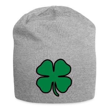 kleeblatt glueck shamrock luck four leaf clover9 - Jersey-Beanie - Grau meliert - Vorne