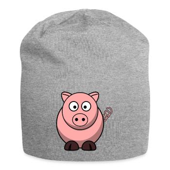 Schweinchen - Jersey-Beanie - Grau meliert - Vorne