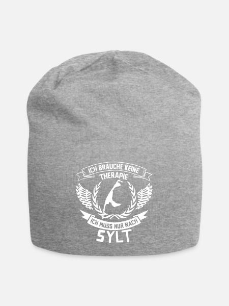 Ich brauche keine Therapie, ich muss nur nach Sylt - Jersey-Beanie - Grau meliert