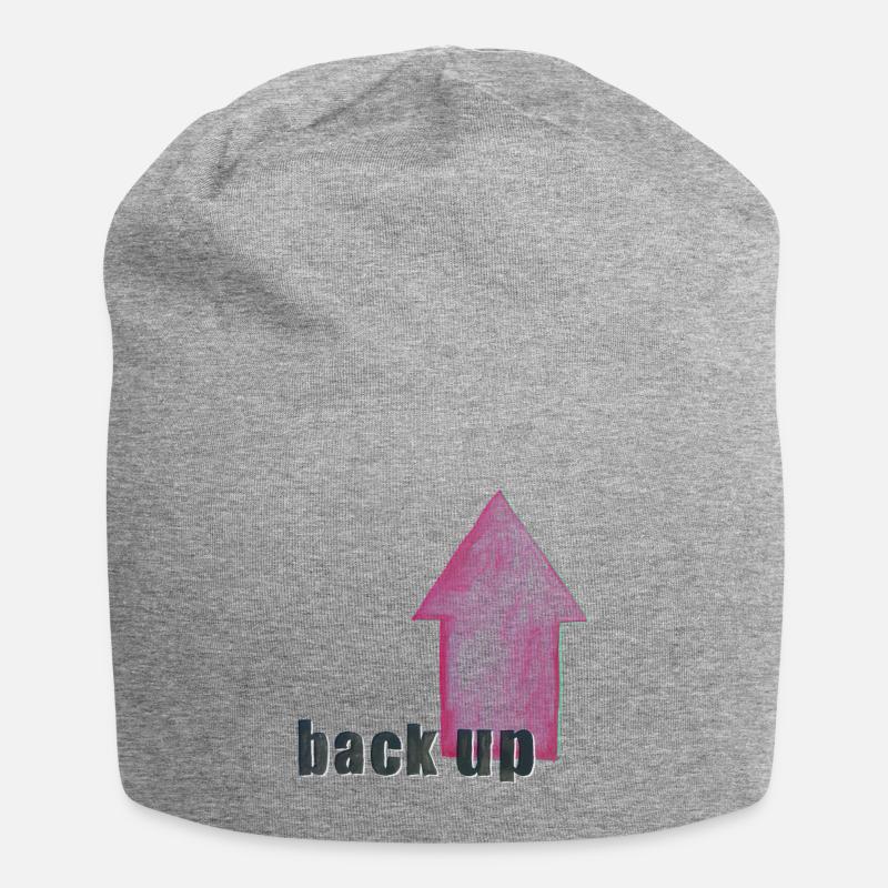 das Backup - das arty nerd -Shirt schwarz-magenta - Jersey-Beanie - Grau meliert