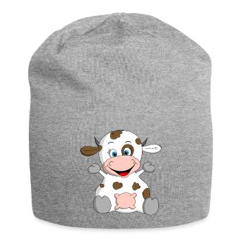 herzige Kuh sagt Muh - Jersey-Beanie - Grau meliert - Vorne