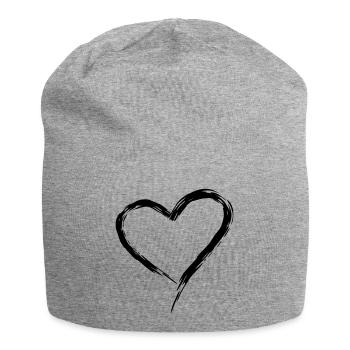 herz liebe Braut lieben rahmen hochzeit lol big es - Jersey-Beanie - Grau meliert - Vorne