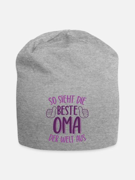 So sieht die beste Oma der Welt aus - Jersey-Beanie - Grau meliert