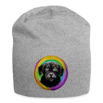 Rainbow Dog Briard - Jersey Beanie - heather grey - Front