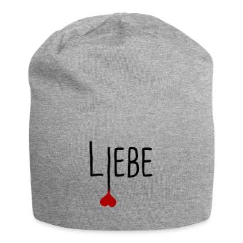 Liebe - ein tolles Herz - Jersey-Beanie - Grau meliert - Vorne