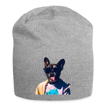 Drôle de chien avec la langue tendue - Bonnet en jersey - gris chiné - Devant