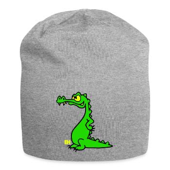 Smiling Crocodile, dreifarbiges Design - Jersey-Beanie - Grau meliert - Vorne