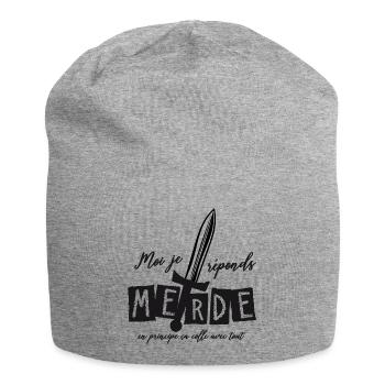 Moi j'réponds Merde en principe ça colle avec tout - Bonnet en jersey - gris chiné - Devant