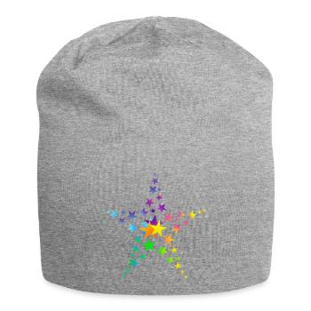 Étoiles étoiles colorées beaucoup d’étoiles - Bonnet en jersey - gris chiné - Devant