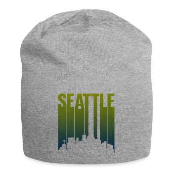 Dégradé vert de la silhouette de la ligne de Seattle - Bonnet en jersey - gris chiné - Devant