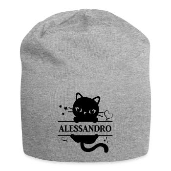 T-Shirt Alessandro T-Shirt Katze Geschenkidee Katze Katze - Jersey-Beanie - Grau meliert - Vorne
