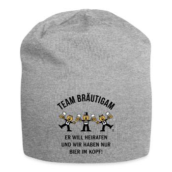 Team Bräutigam (Karikatur / Bier Im Kopf / 3C / B) - Jersey-Beanie - Grau meliert - Vorne