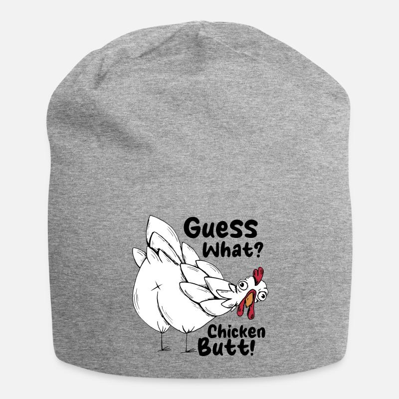 Devinez quel graphique drôle d’animal de cul de poulet - Bonnet en jersey - gris chiné