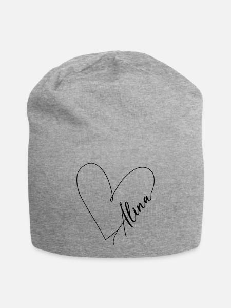 Alina Name Herzlinie - Jersey-Beanie - Grau meliert