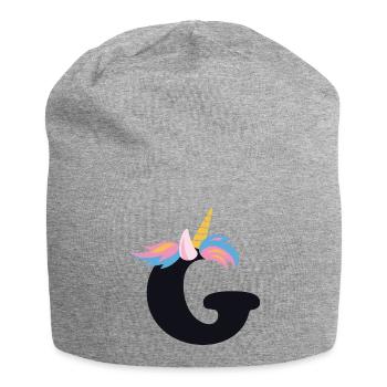 Unicorn Letter Rainbow Style "G" | be unique - Jersey Beanie - heather grey - Front
