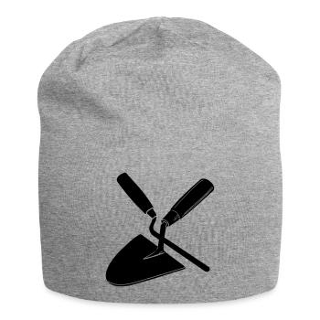 Fugennagel und Kelle, Maurerwerkzeuge - Jersey-Beanie - Grau meliert - Vorne