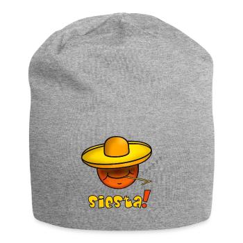 Siesta - Lustiges Emoticon mit Sombrero Hut  - Jersey-Beanie - Grau meliert - Vorne