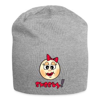 Cuddly smileys with heart recognition - Jersey Beanie - heather grey - Front