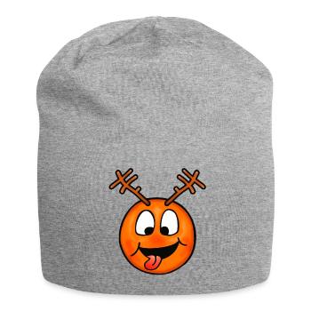 Émoticône de cerf fou drôle - Bonnet en jersey - gris chiné - Devant