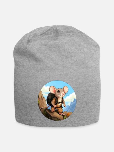 Maus Wandern / Bergsteiger Mäuse - Jersey-Beanie - Grau meliert