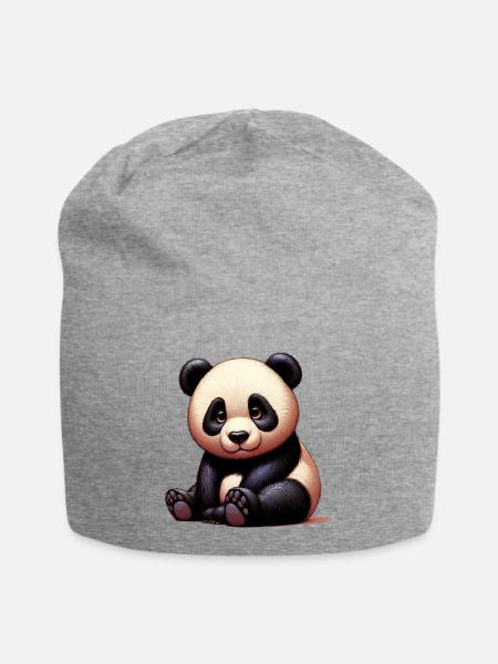Panda - Jersey-Beanie - Grau meliert