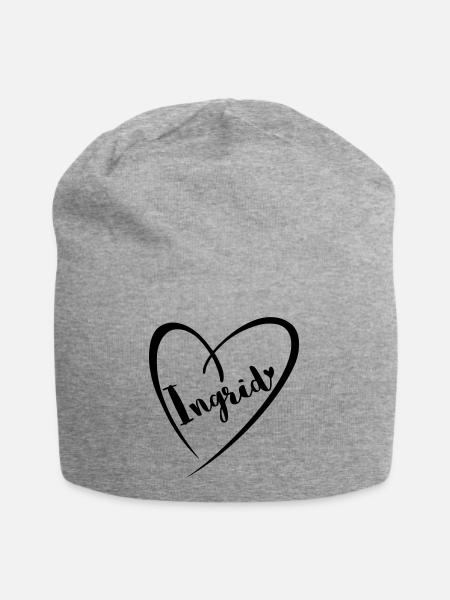 Ingrid Name Vorname im Herzrahmen - Jersey-Beanie - Grau meliert