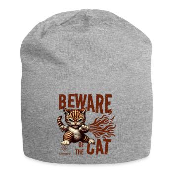 Attention au chat - Bonnet en jersey - gris chiné - Devant
