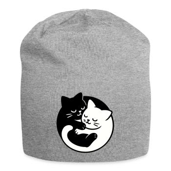 Chats Yin-Yang - Bonnet en jersey - gris chiné - Devant