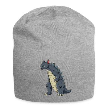 Katze als Echse - Jersey-Beanie - Grau meliert - Vorne