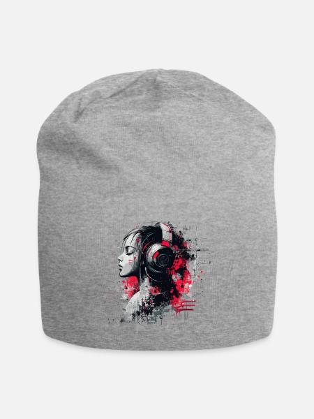 DJ Lady – Urban Art Kopfhörer  - Jersey-Beanie - Grau meliert