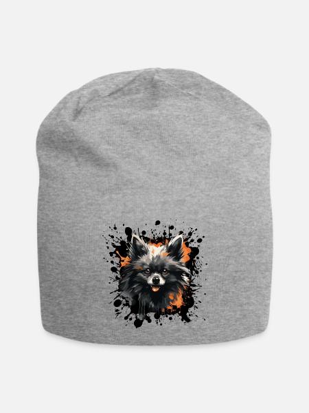Pomeranian Farb-Splash - Jersey-Beanie - Grau meliert