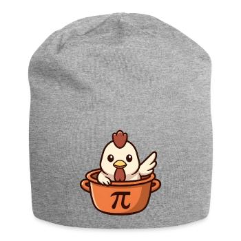 Niedliches Hähnchen im Topf mit Pi-Symbol Spaß - Jersey-Beanie - Grau meliert - Vorne