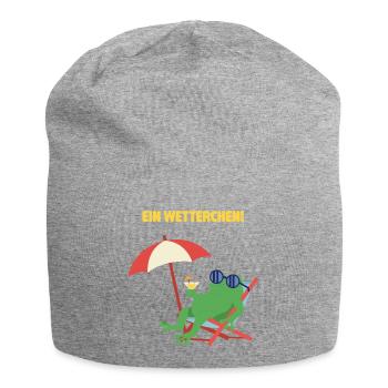 Frosch Strandurlaub mit Cocktail. Geiles Wetter! - Jersey-Beanie - Grau meliert - Vorne