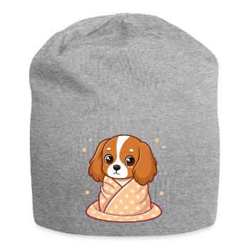 Dog Rider Cuddly in Pastel Plaid - Jersey Beanie - heather grey - Front