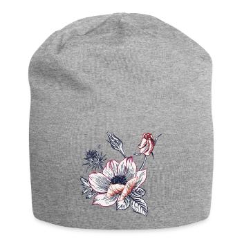 Vintage Blumenstrauß - Jersey-Beanie - Grau meliert - Vorne