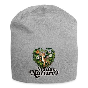 Nurture Nature: Fawn in Vines - Jersey Beanie - heather grey - Front