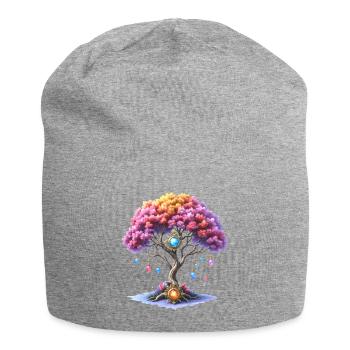 Tree of Gems and Colorful Flowers - Jersey Beanie - heather grey - Front