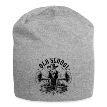 Old School DJ mit Grammophon - Jersey-Beanie - Grau meliert - Vorne