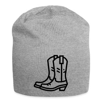 Cowboystiefel - Jersey-Beanie - Grau meliert - Vorne